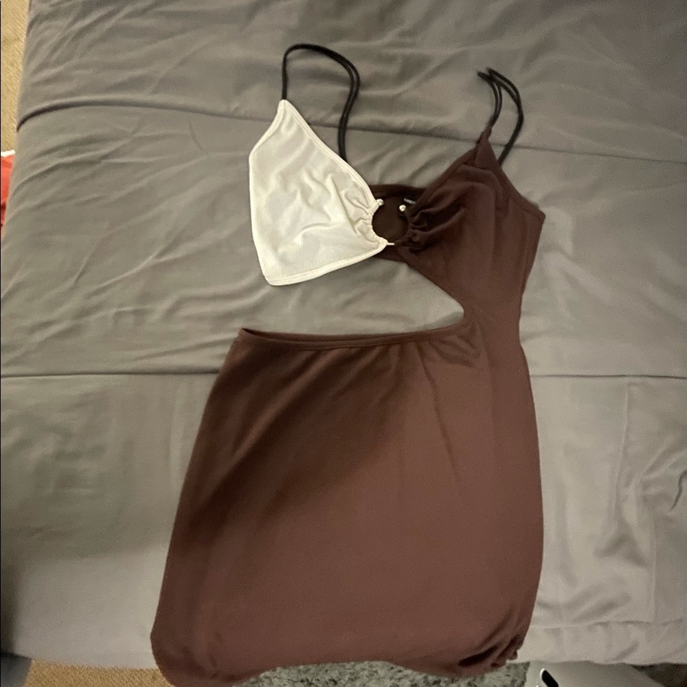 Brown and white Shein dress